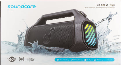 Altavoz Portátil Bluetooth Anker SoundCore Boom 2 Plus, 140W, TWS, RGB, Impermeable, Negro A3134011