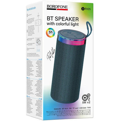 Altavoz portátil Bluetooth Borofone BR105 Loud, 10W, TWS, RGB, Azul marino