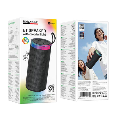 Altavoz portátil Bluetooth Borofone BR105 Loud, 10W, TWS, RGB, Gris
