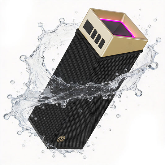 Altavoz portátil Bluetooth Bugani Brief TT, 60W, RGB, impermeable, negro dorado