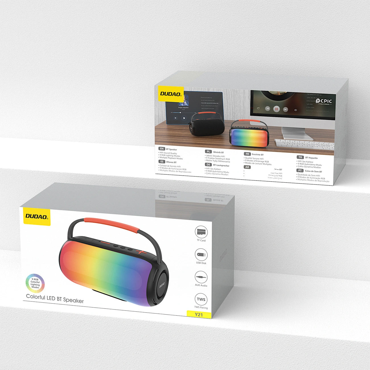 Altavoz Portátil Bluetooth Dudao Y21, 2 x 5W, TWS, RGB, Negro