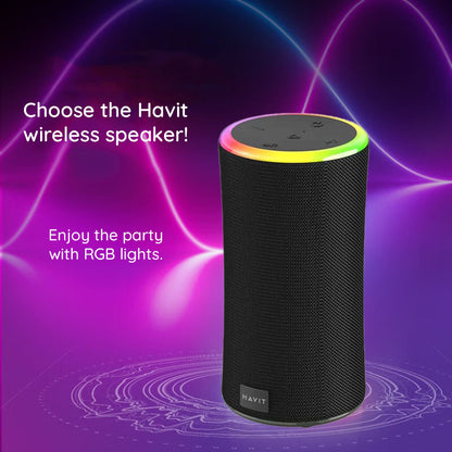 Altavoz Portátil Bluetooth HAVIT SK833BT, 2 x 10W, RGB, Impermeable, Negro