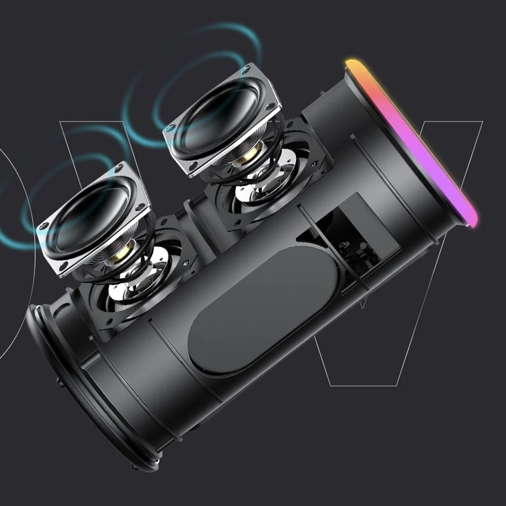 Altavoz Portátil Bluetooth HAVIT SK833BT, 2 x 10W, RGB, Impermeable, Negro