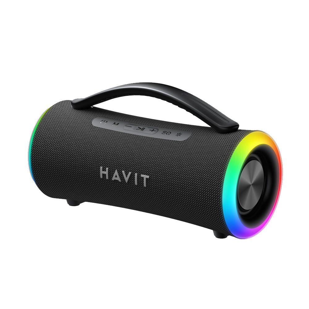 Altavoz Portátil Bluetooth HAVIT SK834BT, 2 x 5W, RGB, Impermeable, Negro