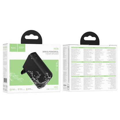 Altavoz Portátil Bluetooth HOCO HC34, 5W, TWS, Impermeable, Negro