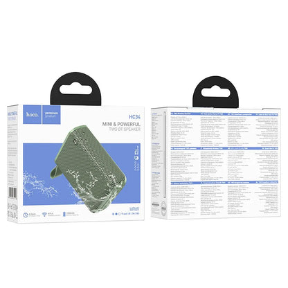 HOCO HC34 Portable Bluetooth Speaker, 5W, TWS, Waterproof, Green