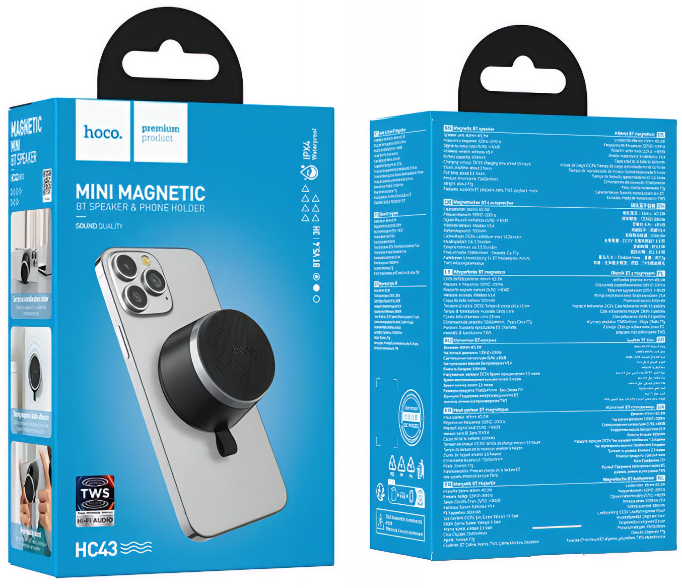 Altavoz Portátil Bluetooth HOCO HC43 Mini Magnético, 8W, TWS, Negro