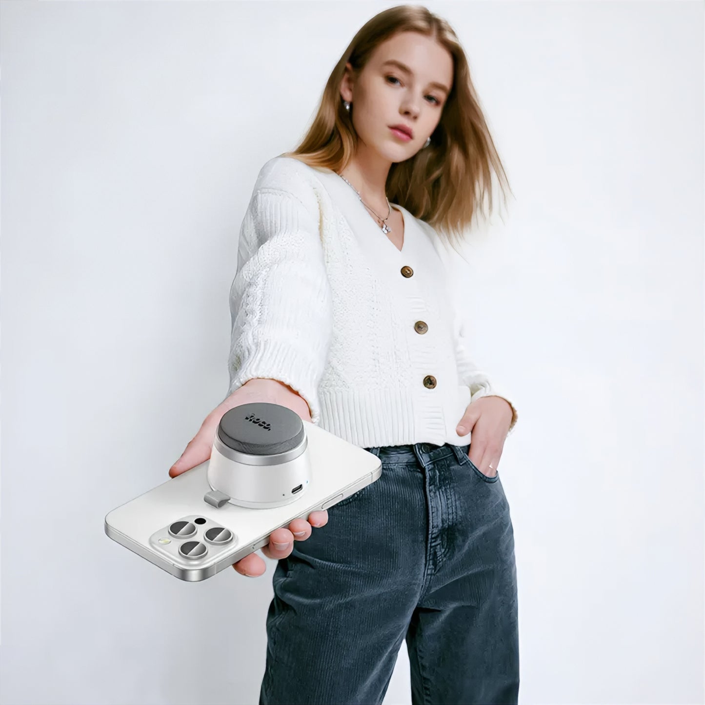 Portable Bluetooth Speaker HOCO HC43 Mini Magnetic, 8W, TWS, White