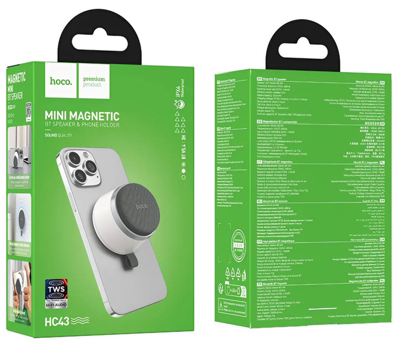 Altavoz Portátil Bluetooth HOCO HC43 Mini Magnético, 8W, TWS, Blanco