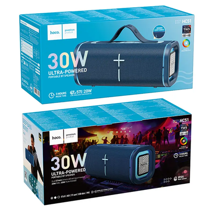 Altavoz Portátil Bluetooth HOCO HC51, 30W, TWS, RGB, Azul