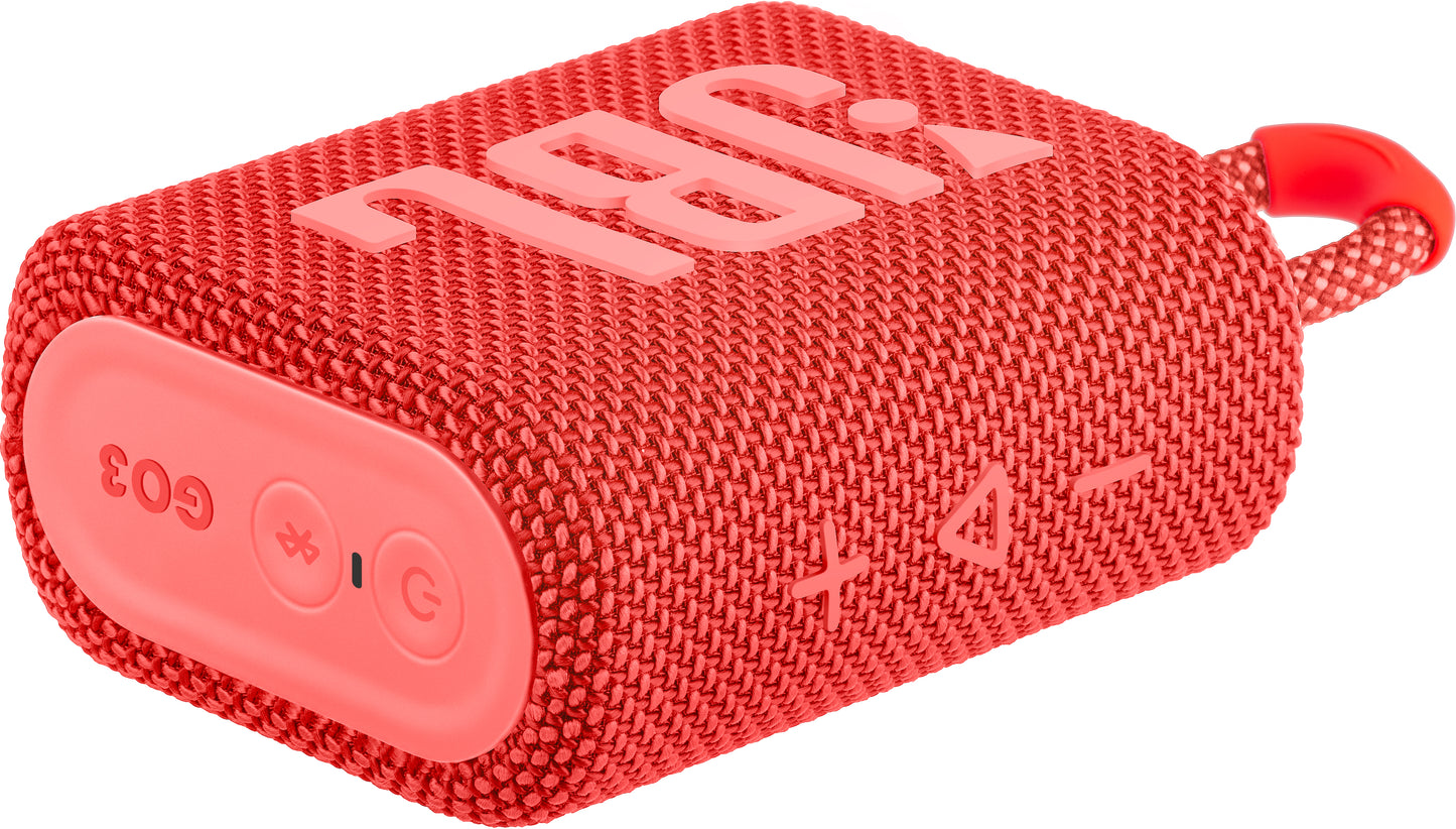 Altavoz Bluetooth portátil JBL GO 3, 4,2 W, sonido profesional, resistente al agua, rosa JBLGO3RED