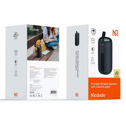 Altavoz Portátil Bluetooth McDodo BS-1410, 2 x 5W, RGB, Impermeable, Negro
