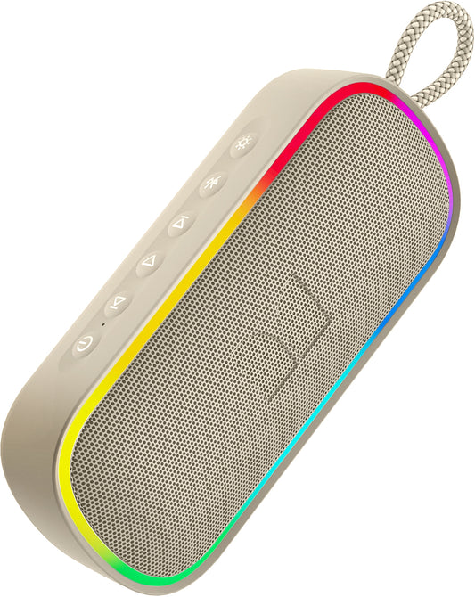 Altavoz Portátil Bluetooth Monster S150 Plus, 40W, TWS, RGB, Impermeable, Crema Claro