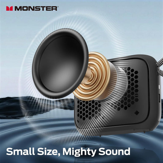 Altavoz portátil Bluetooth Monster S520, 5W, TWS, RGB, impermeable, negro