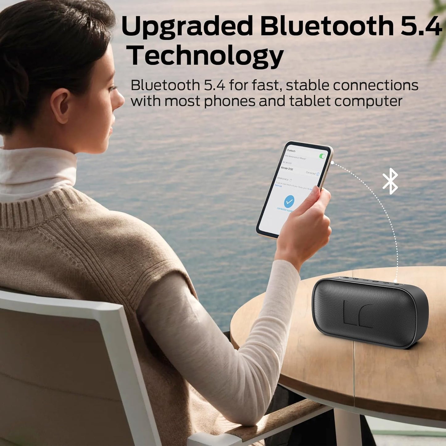Altavoz portátil Bluetooth Monster S150, 14W, TWS, RGB, impermeable, negro