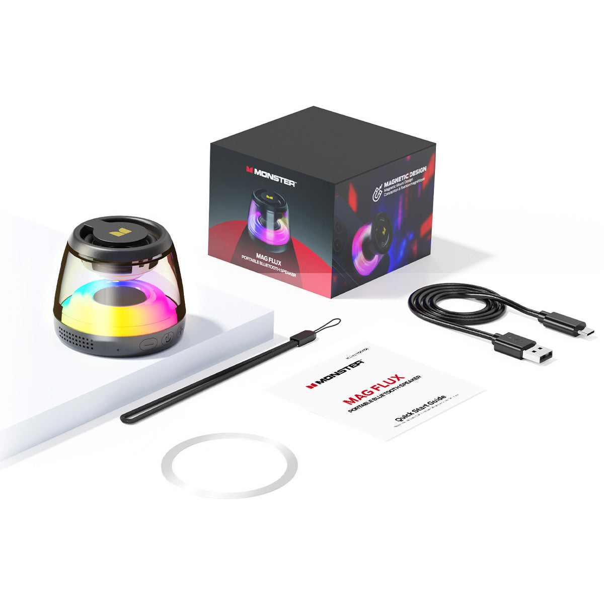 Altavoz Portátil Bluetooth Monster Mag Flux, 5W, TWS, RGB, Negro