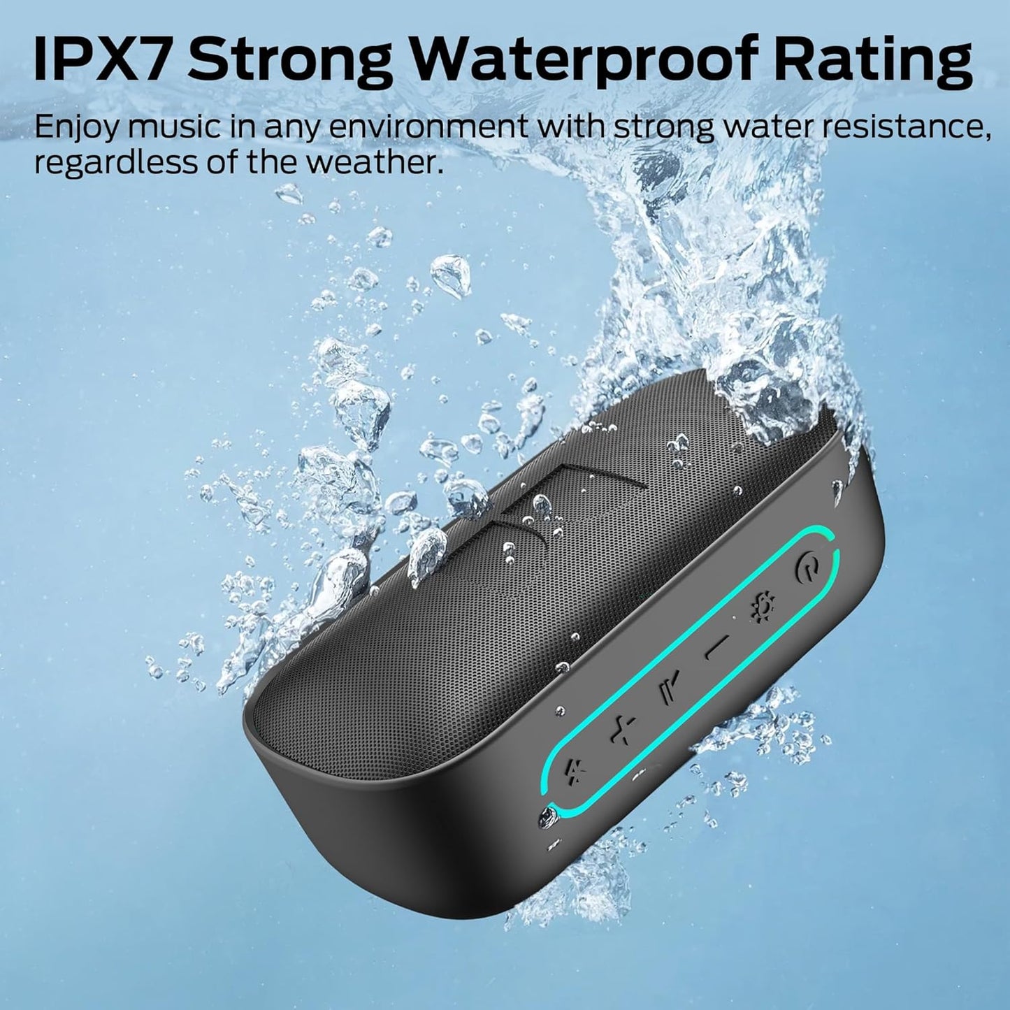 Altavoz portátil Bluetooth Monster S150, 14W, TWS, RGB, impermeable, negro