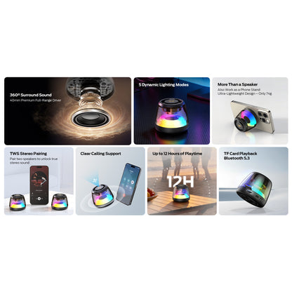 Altavoz Portátil Bluetooth Monster Mag Flux, 5W, TWS, RGB, Negro