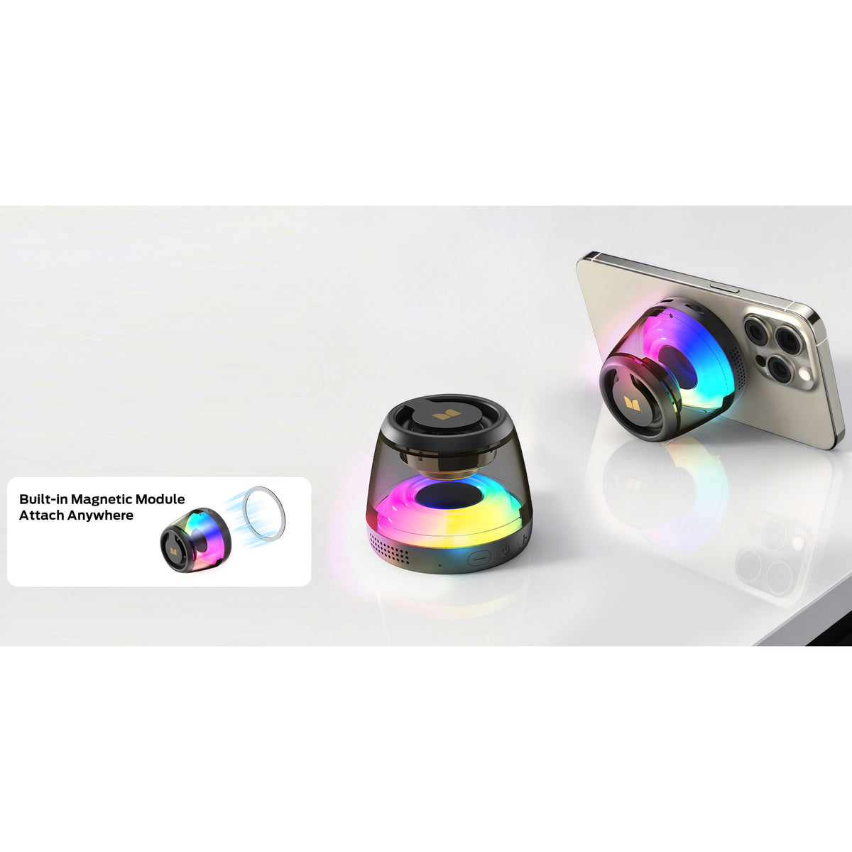 Altavoz Portátil Bluetooth Monster Mag Flux, 5W, TWS, RGB, Negro