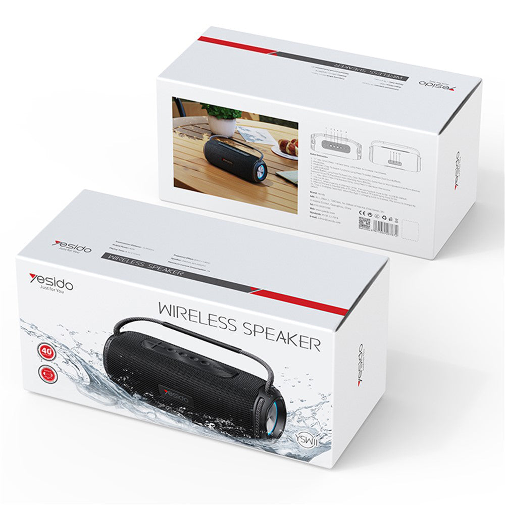 Altavoz Portátil Bluetooth Yesido YSW11, 40W, RGB, Impermeable, Negro