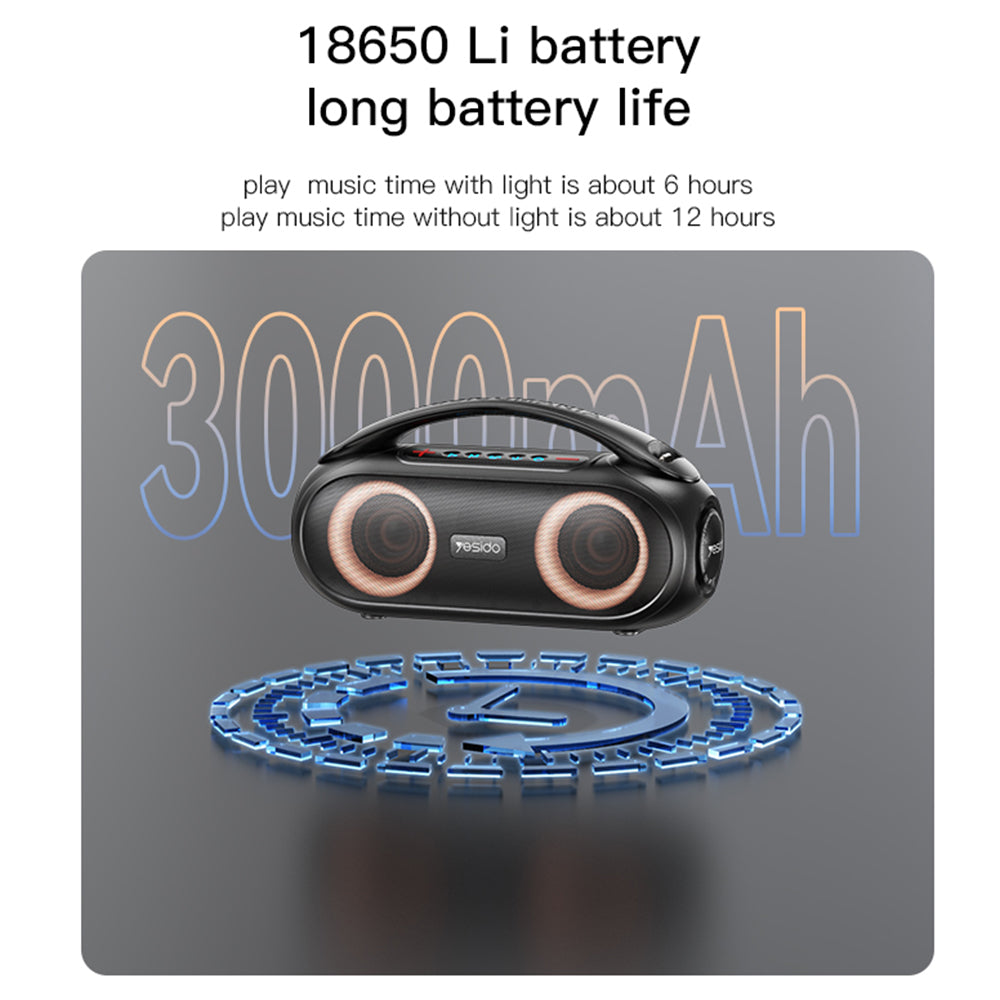 Yesido YSW19 Portable Bluetooth Speaker, 40W, RGB, Waterproof, Black