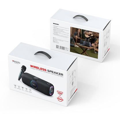 Altavoz Bluetooth Yesido YSW21 Karaoke, 120W, RGB, Impermeable, Negro