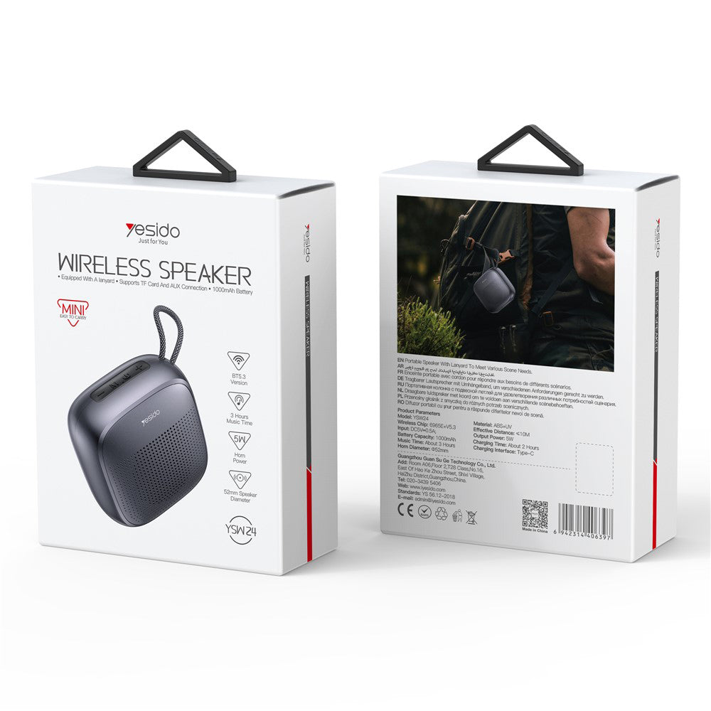 Altavoz Portátil Bluetooth Yesido YSW24, 5W, Impermeable, Negro