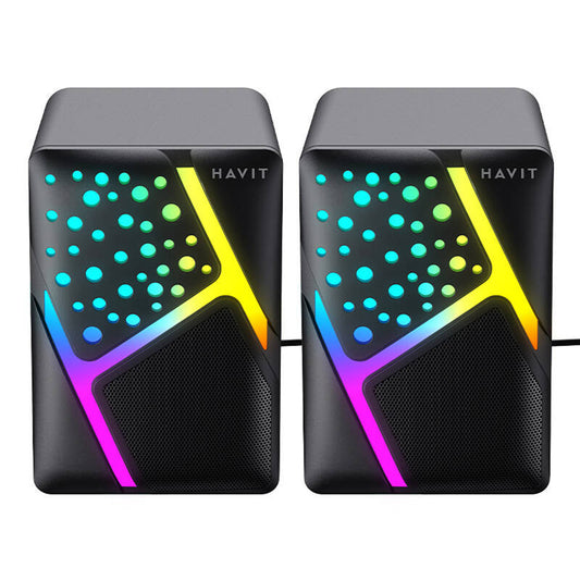 Altavoces Gaming HAVIT SK763, 2 x 3W, RGB, USB-A, Negros
