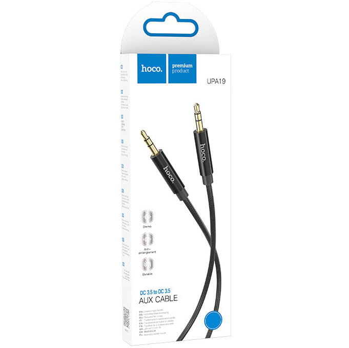 Audio Cable 3.5mm - 3.5mm HOCO UPA19, 1m, Black