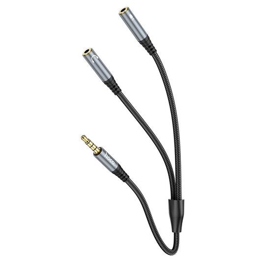 Adaptador de Audio 3.5mm - 2 x 3.5mm HOCO UPA21-2, 0.25m, Negro