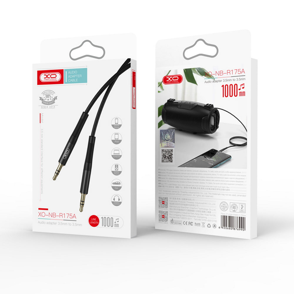 Cable de Audio 3.5mm - 3.5mm XO Design NB-R175B, 2m, Negro
