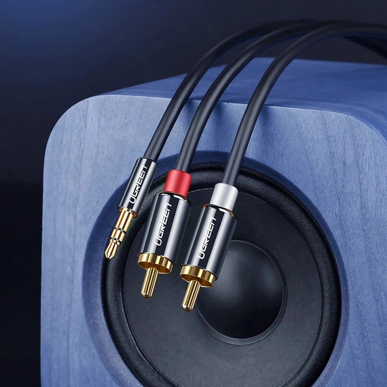 Cable de Audio 3.5mm - 2 x RCA UGREEN AV116, 1m, Negro