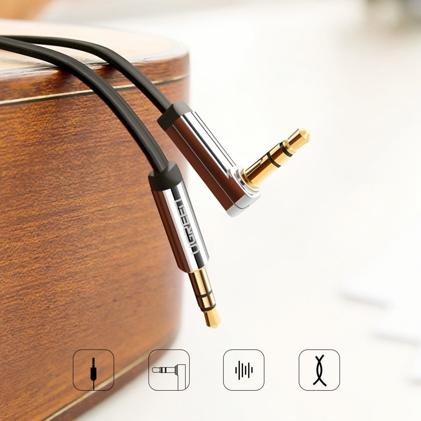Cable Audio 3.5mm - 3.5mm UGREEN AV119 Angled, 3m, Negro