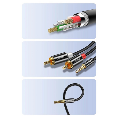 Cable de Audio 3.5mm - 2 x RCA UGREEN AV116, 1m, Negro