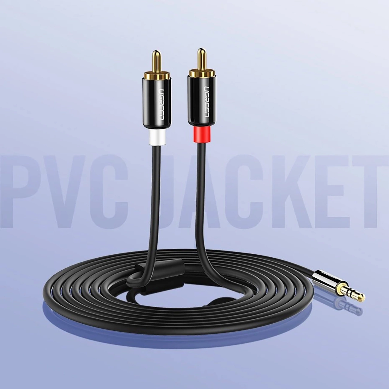 Cable de Audio 3.5mm - 2 x RCA UGREEN AV116, 1m, Negro