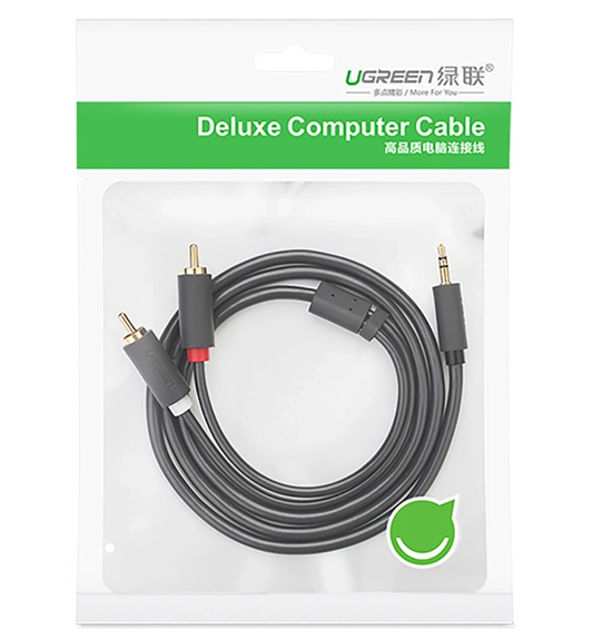 Cable de Audio 3.5mm - 2 x RCA UGREEN AV102, 2m, Negro