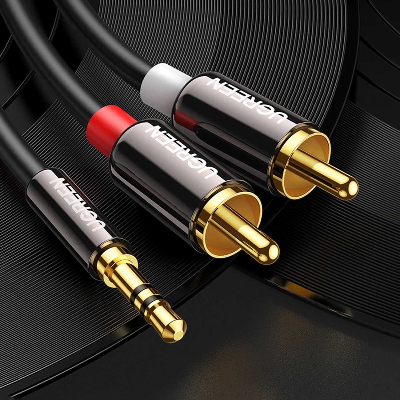 Cable de Audio 3.5mm - 2 x RCA UGREEN AV116, 1m, Negro