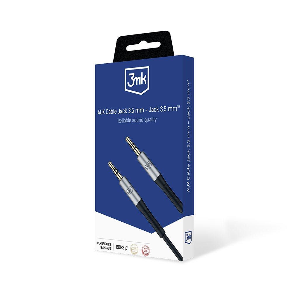 Cable de audio 3.5mm - 3.5mm 3MK, 1m, Negro