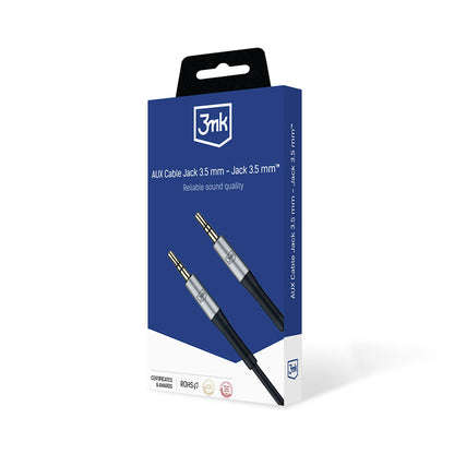 Cable de audio 3.5mm - 3.5mm 3MK, 1m, Negro