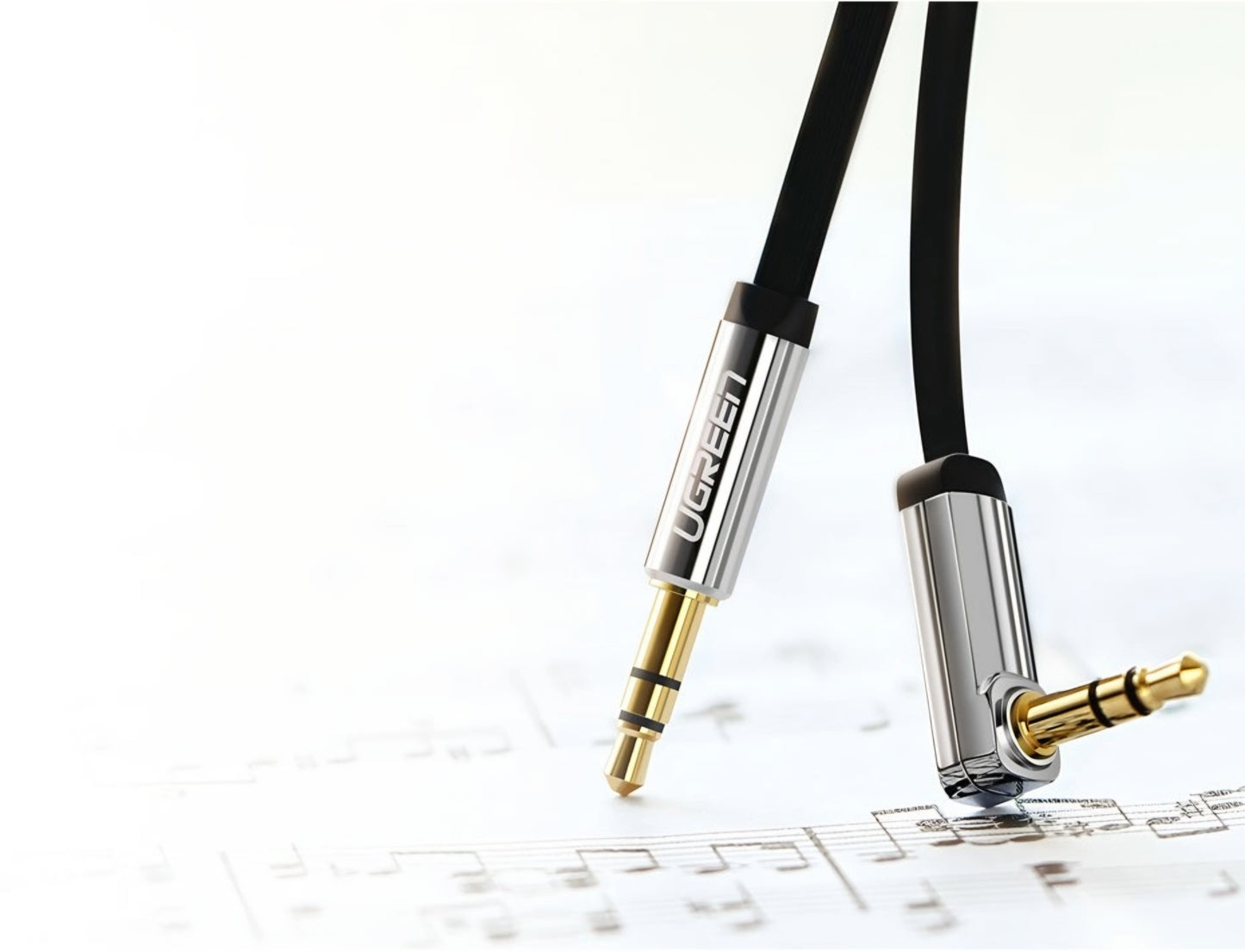 UGREEN AV119 Angled 3.5mm - 3.5mm Audio Cable, 2m, Black