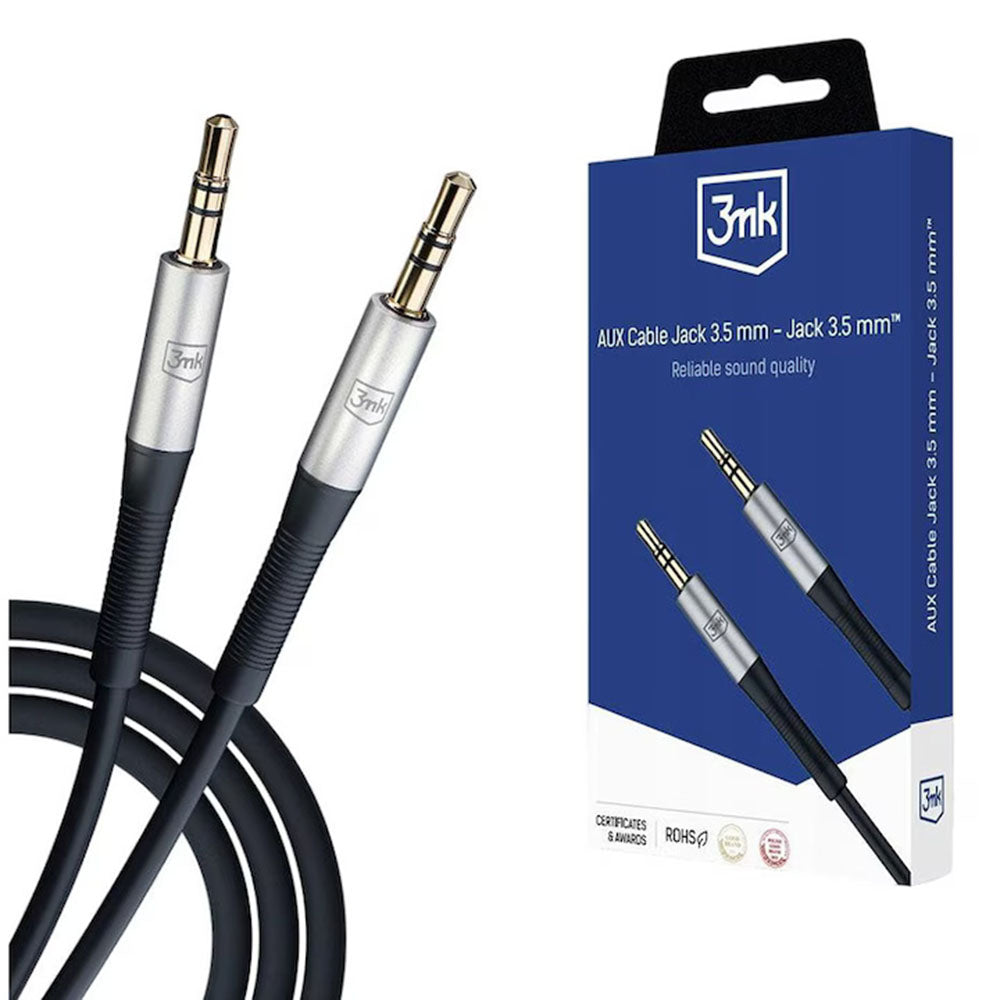 Cable de audio 3.5mm - 3.5mm 3MK, 1m, Negro