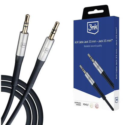 Cable de audio 3.5mm - 3.5mm 3MK, 1m, Negro