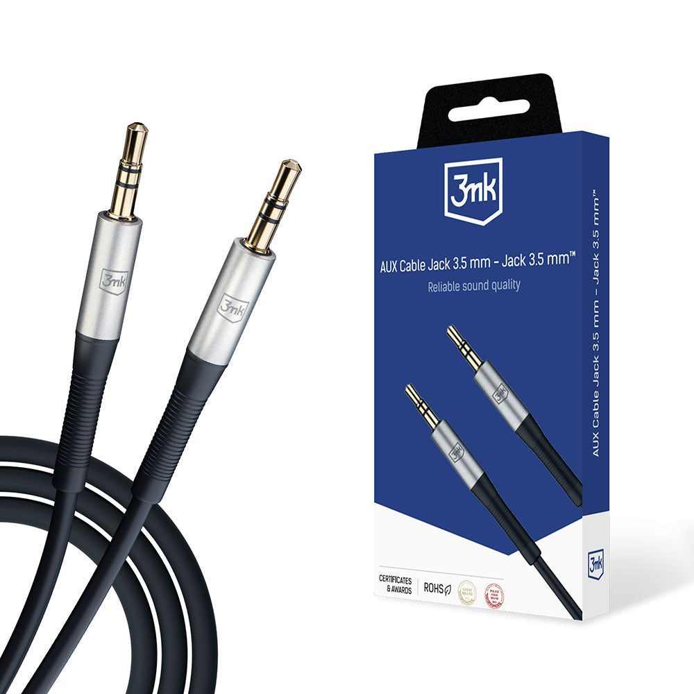 Cable de audio 3.5mm - 3.5mm 3MK, 1m, Negro