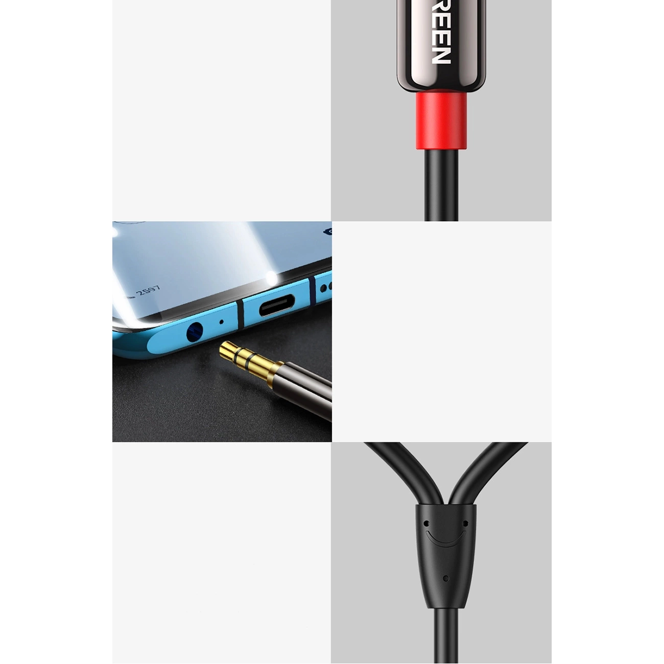 Cable de Audio 3.5mm - 2 x RCA UGREEN AV116, 1m, Negro