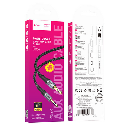 Cable de Audio 3.5mm - 3.5mm HOCO UPA26, 1m, Negro