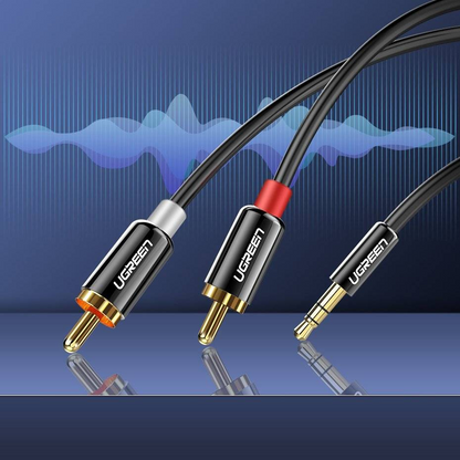 Cable de Audio 3.5mm - 2 x RCA UGREEN AV116, 2m, Negro