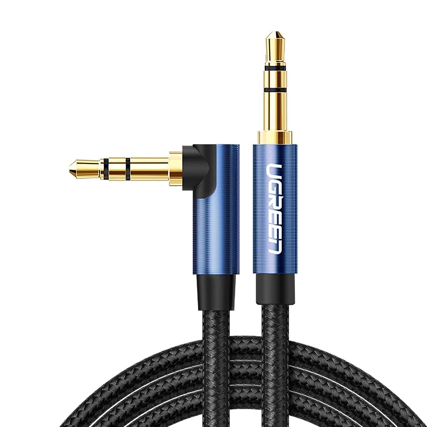 Cable de audio 3,5 mm - 3,5 mm UGREEN AV112 en ángulo, 1,5 m, azul 