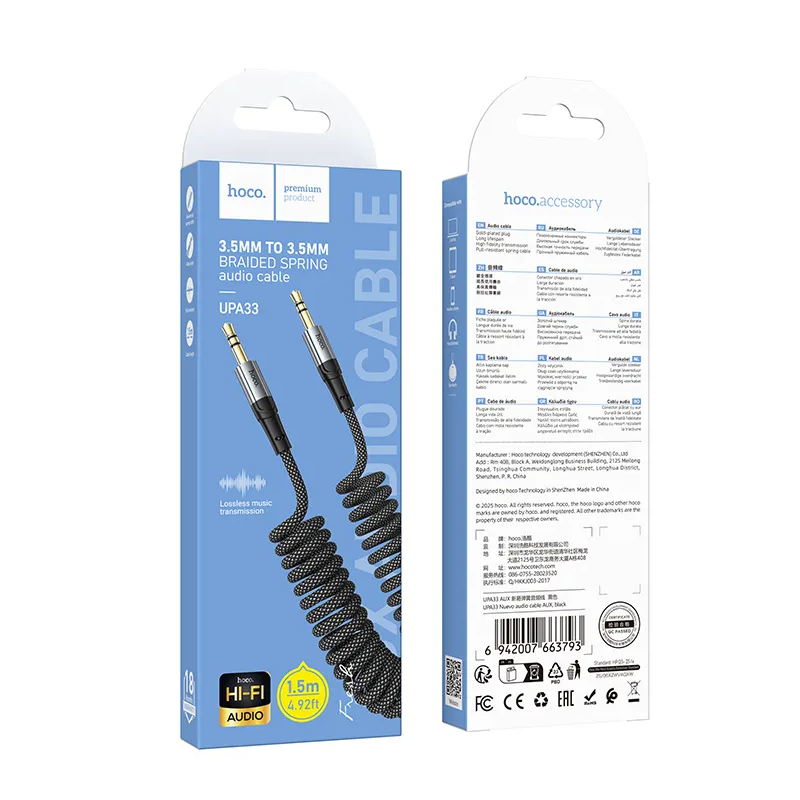 Cable de Audio 3.5mm - 3.5mm HOCO UPA33, 1.5m, Negro