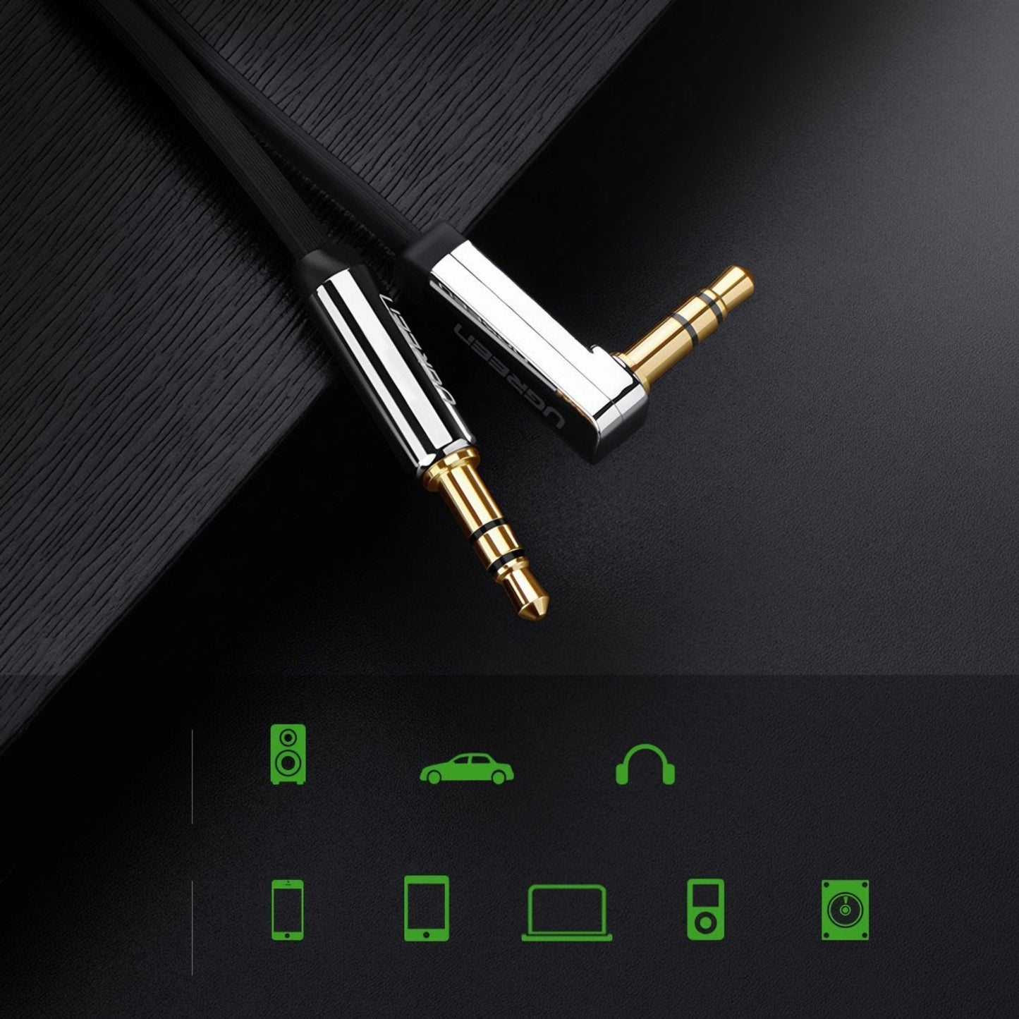 Cable Audio 3.5mm - 3.5mm UGREEN AV119 Angled, 3m, Negro
