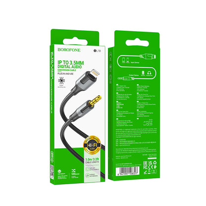 Cable Audio Lightning - 3.5mm Borofone BL19 Creator, 1m, Negro